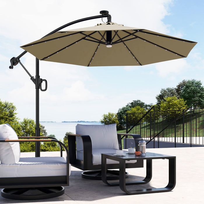 10 ft Offset LED Patio Umbrella