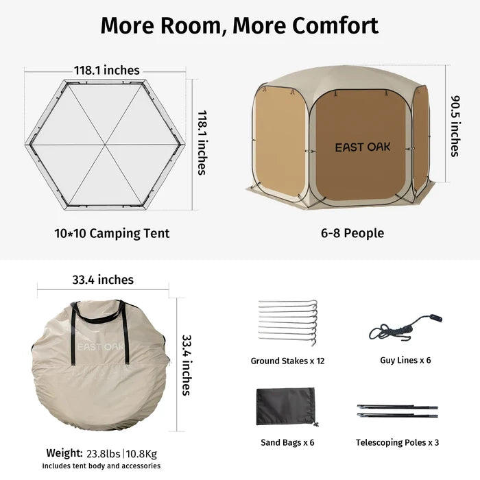 10Ft Pop-Up Camping Screen House