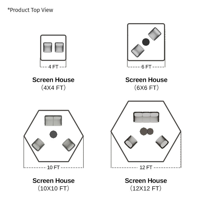 East Oak Pop-Up Screen House Size Comparison