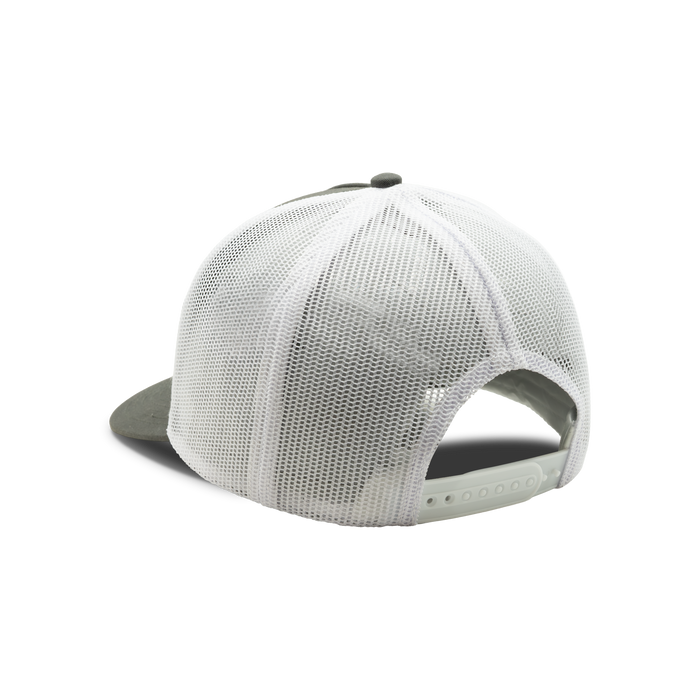 5-Panel Logo Patch Cap in Charcoal / White, back view #charcoal_/_white