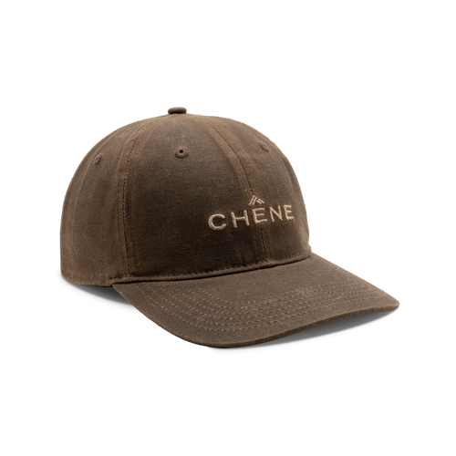 6-Panel Embroidered Waxed Cotton Cap in Buck, front view #buck