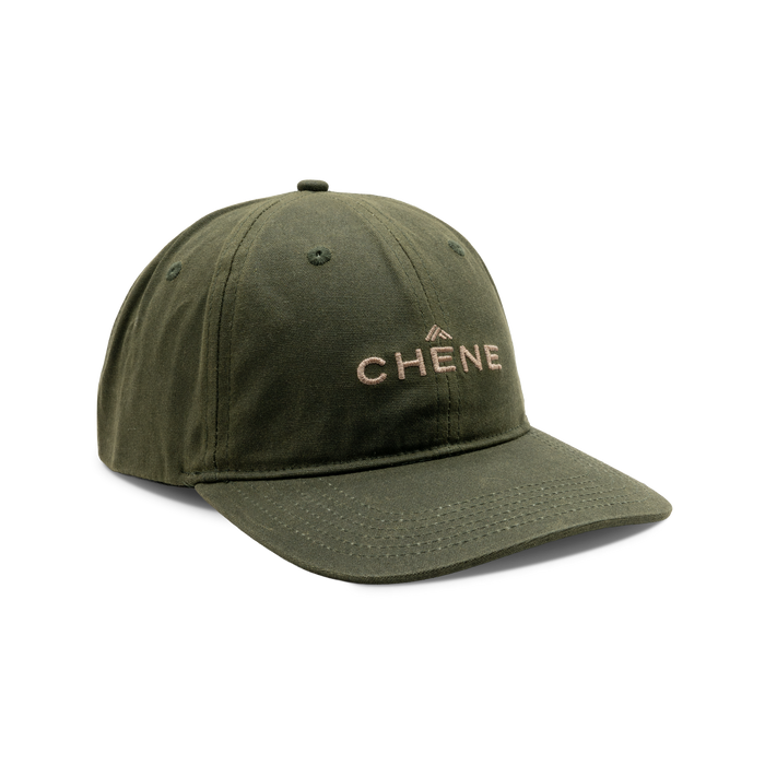 6-Panel Embroidered Waxed Cotton Cap in Dark Olive, front view #dark_olive