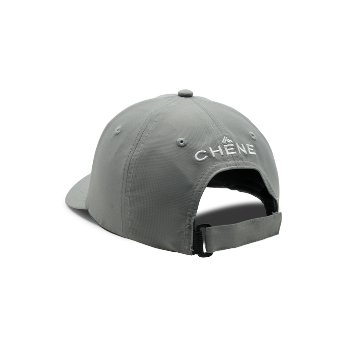 6-Panel Performance Diacritic Hat in Charcoal, back view #charcoal
