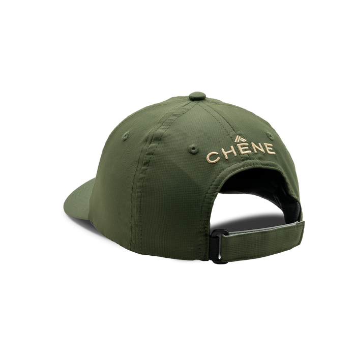 6-Panel Performance Diacritic Hat in Olive, back view #olive