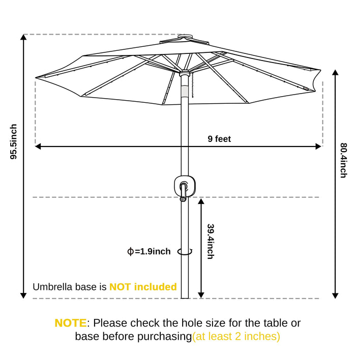 9 ft LED Patio Umbrella