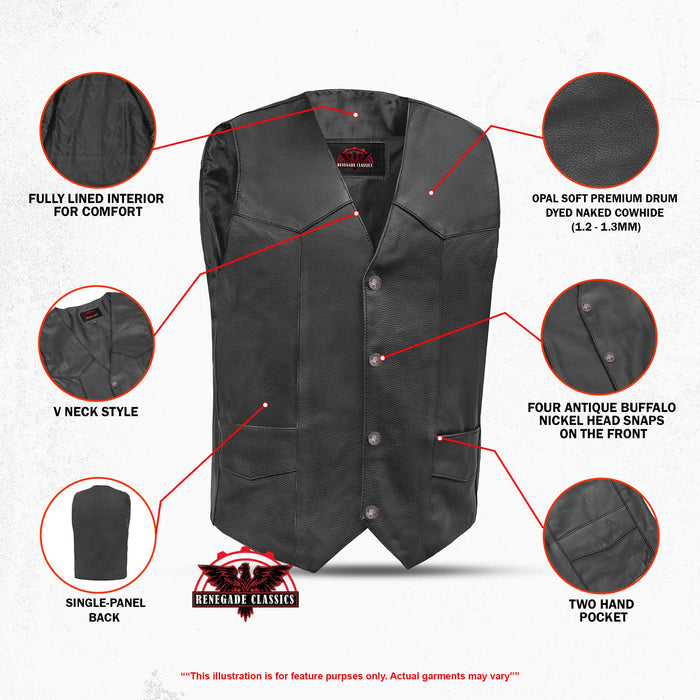 Advance Men's Buffalo Nickel Head Snap Vest