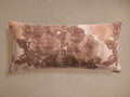 Amanda Lumbar Pillow, rectangular, with a brown and beige faded floral pattern, visible linen texture, on a neutral background.
