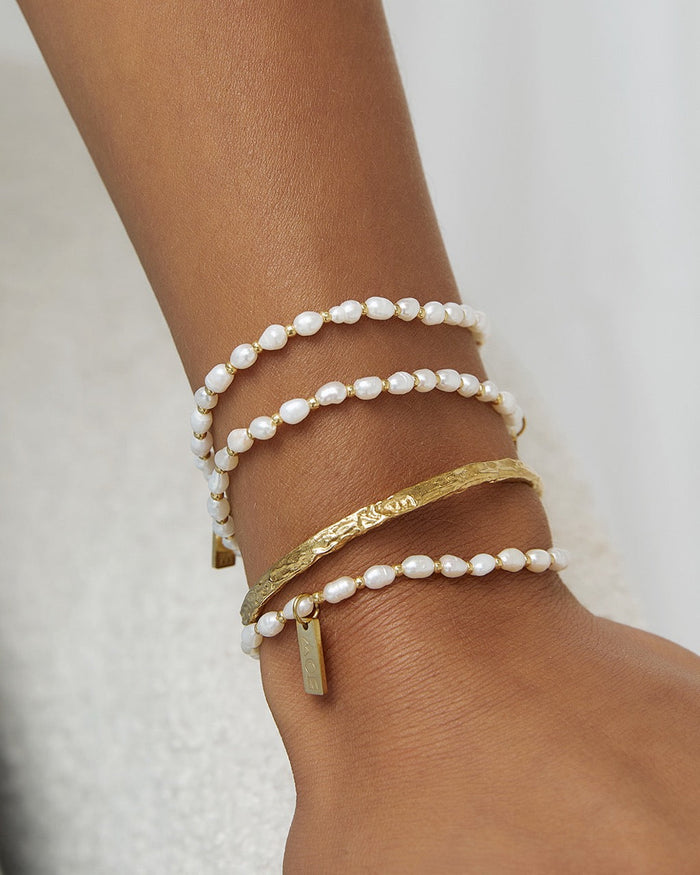 Amber Pearl and Gold Bracelet