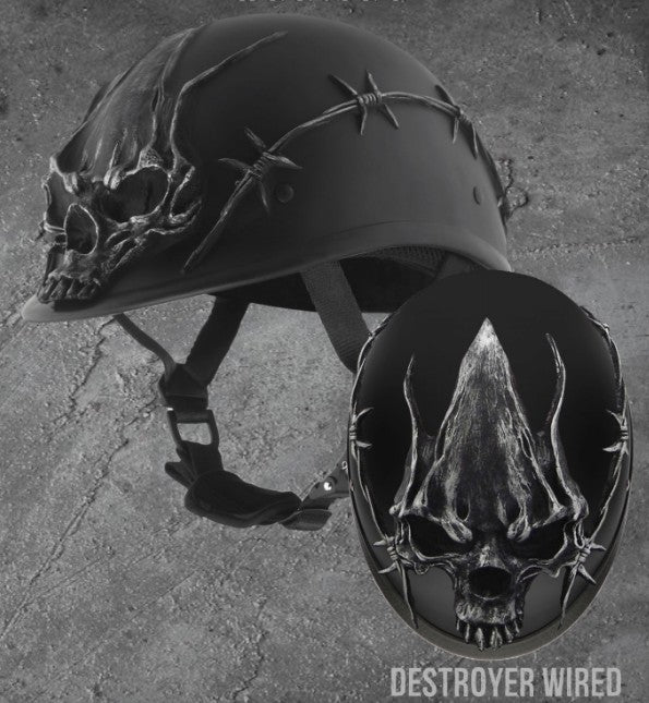 American BADASS Destroyer Wired Smallest DOT Certified Motorcycle Helmet