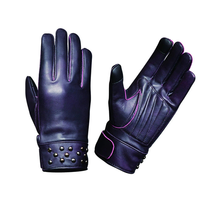 Amethyst Stud - Women's Lambskin Leather Motorcycle Gloves