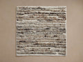 Arlo Hand-Knotted Rug Swatch. Cream square swatch with plush horizontal brown & black textured rows, viewed from above.