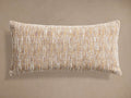 Aubree Chenille Lumbar Pillow, horizontal, with textural golden brown and white subtle stripes on a plain background.
