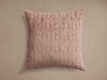 Aubree Chenille Pillow in Blush, a square pillow with textured, subtle vertical stripe design on a light brown background.