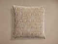 Aubree Chenille Pillow, square, textured with vertical stripes in gold, cream, and brown, centered on beige.