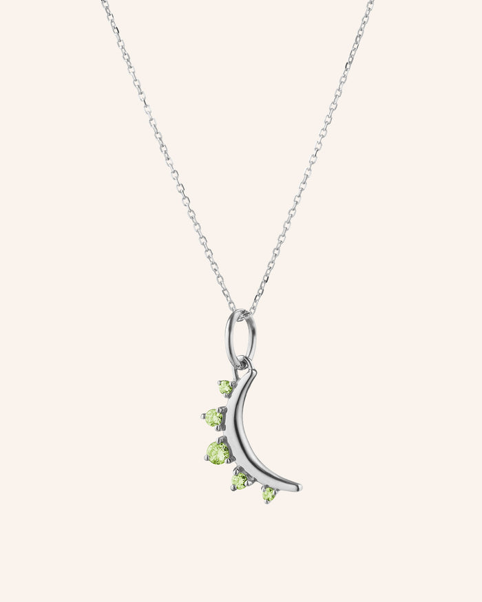 August Peridot “Moon” Birthstone Necklace