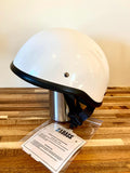 BADASS Pearl White Bare Bones  Smallest DOT Certified Motorcycle Helmet