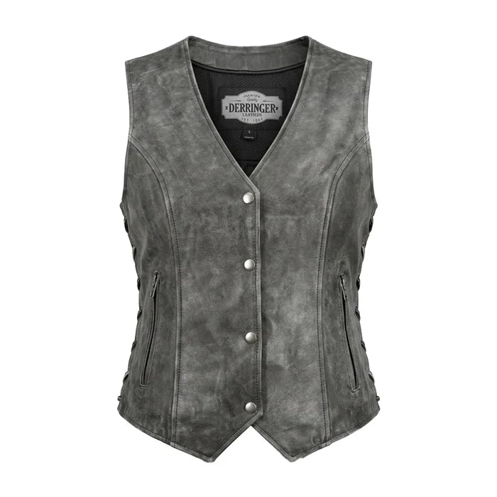 Bessie - Women's lambskin Leather Motorcycle Vest