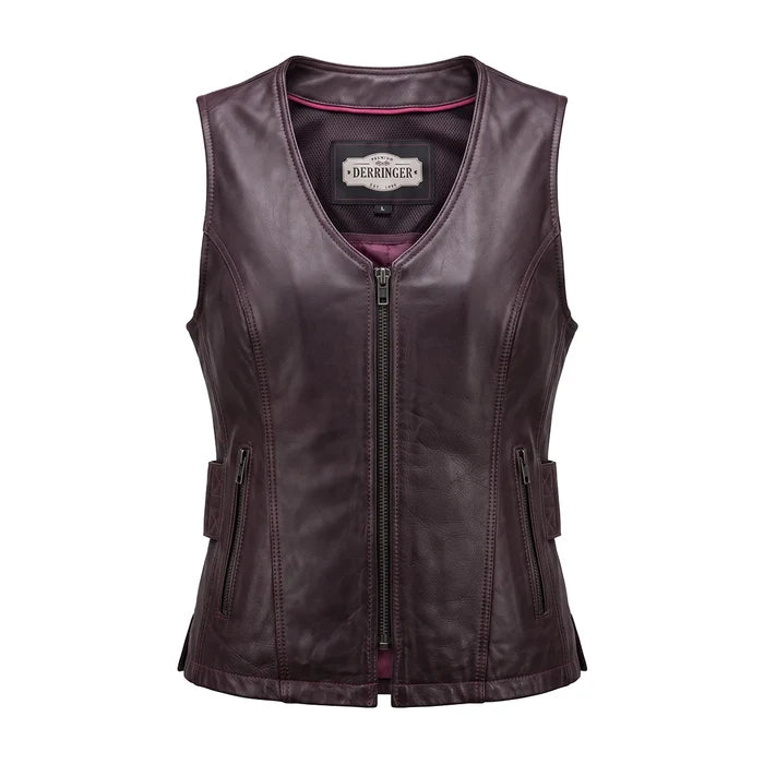 Betty - Women's Purple Lambskin Leather Motorcycle Vest