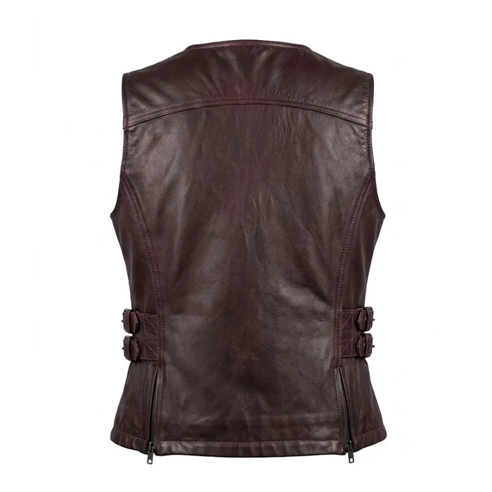 Betty - Women's Purple Lambskin Leather Motorcycle Vest
