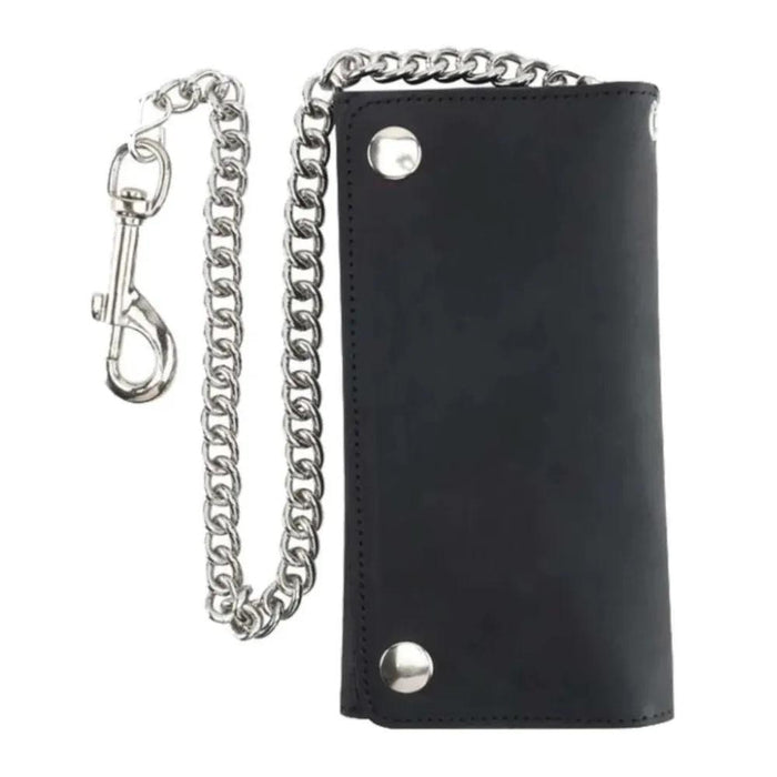 Black Trifold Chain Biker Wallet
