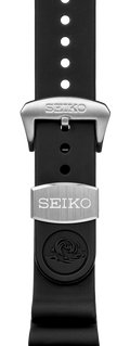 BLACKSTRAP black silicone strap showing stainless steel buckle and keeper