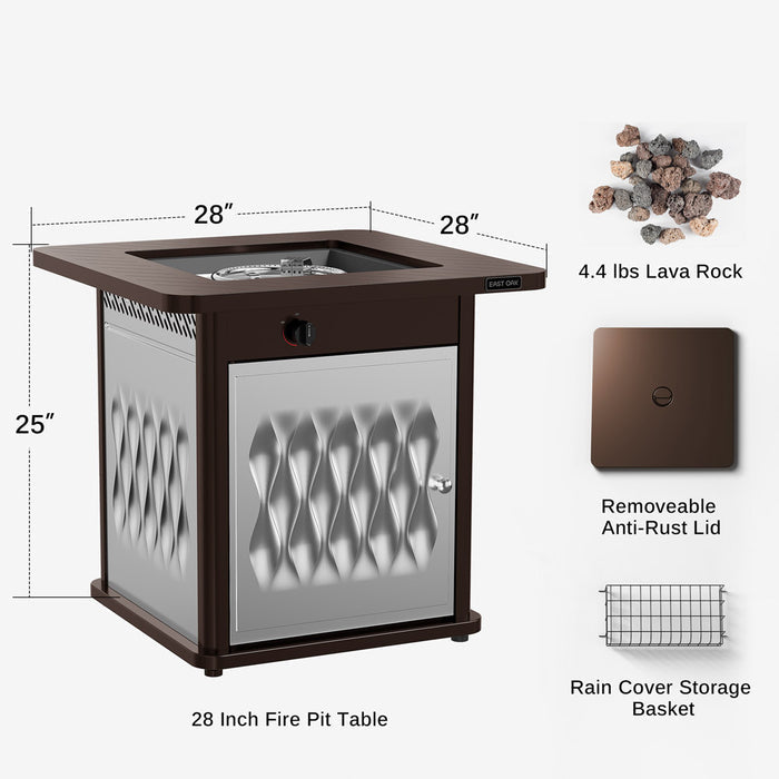 BRAZI 28-Inch Steel Fire Pit Table (50,000 BTU)