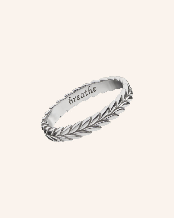 “Breathe” Leaf Poesy Stackable Ring