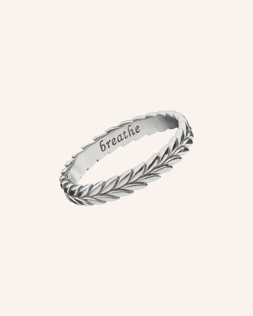 “Breathe” Leaf Poesy Stackable Ring