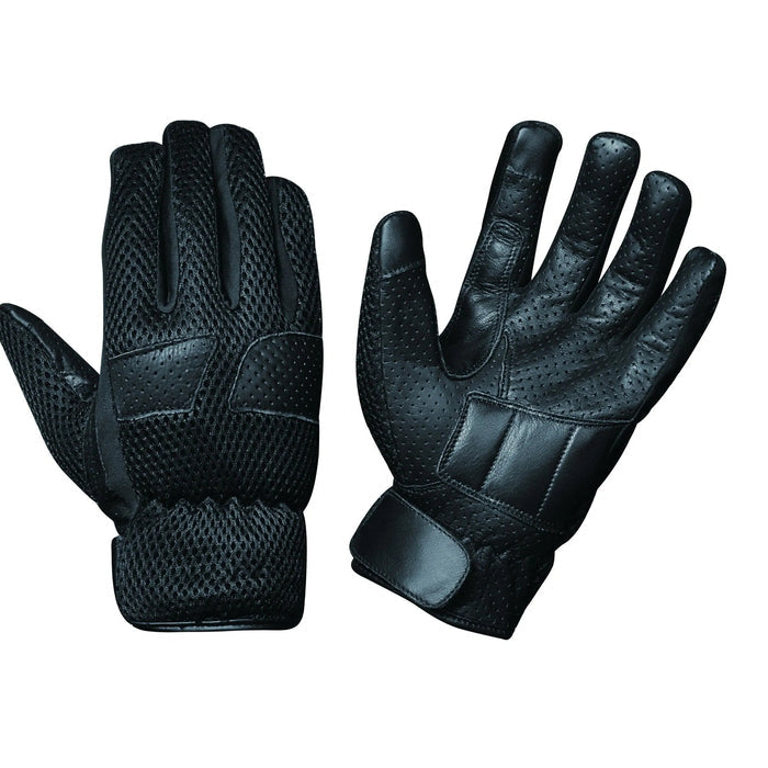 BreezeCommand - Men's Leather/Mesh Motorcycle Gloves