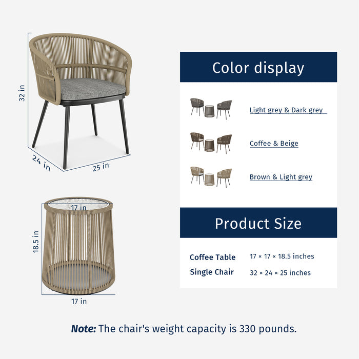 Breezeway 3-Piece Outdoor Patio Bistro Set