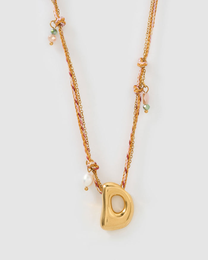 Bubble Letter Necklace - Blush