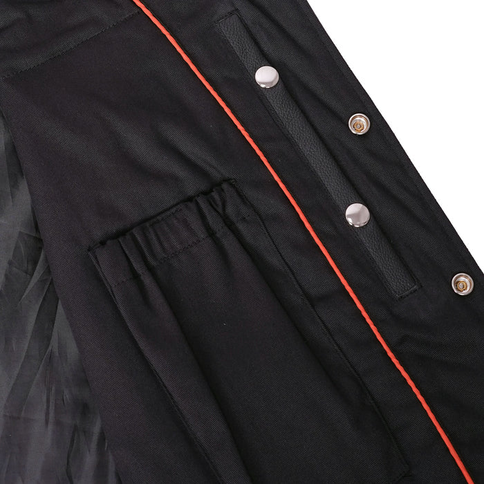 Buffalo Nickel Black Leather Vest for Men - Customizable Back & Satin Liner
