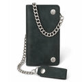 BWC238 Matte Black Biker Leather Wallet with Chain