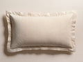 Natural Cadre Sham with tone-on-tone geometric embroidery in the corner and a subtle flange edge, lying flat.