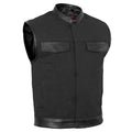 Canvas Material Single Back Panel Concealment Vest W/Leather Tr