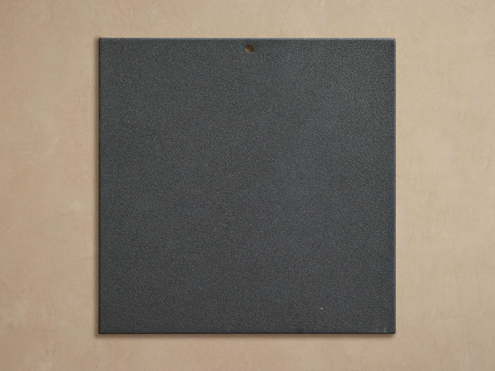 Montego Outdoor Aluminum Finish Board, dark gray, rectangular with granular texture & small top hanging hole.