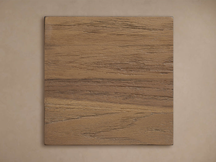 Square Hamptons Outdoor Teak Finish Board, light brown with pronounced natural wood grain texture, against a plain background.