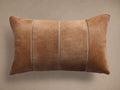 Rectangular Channel-Stitch Hide Pillow in light brown with three vertical lighter-colored channel stitch accents.