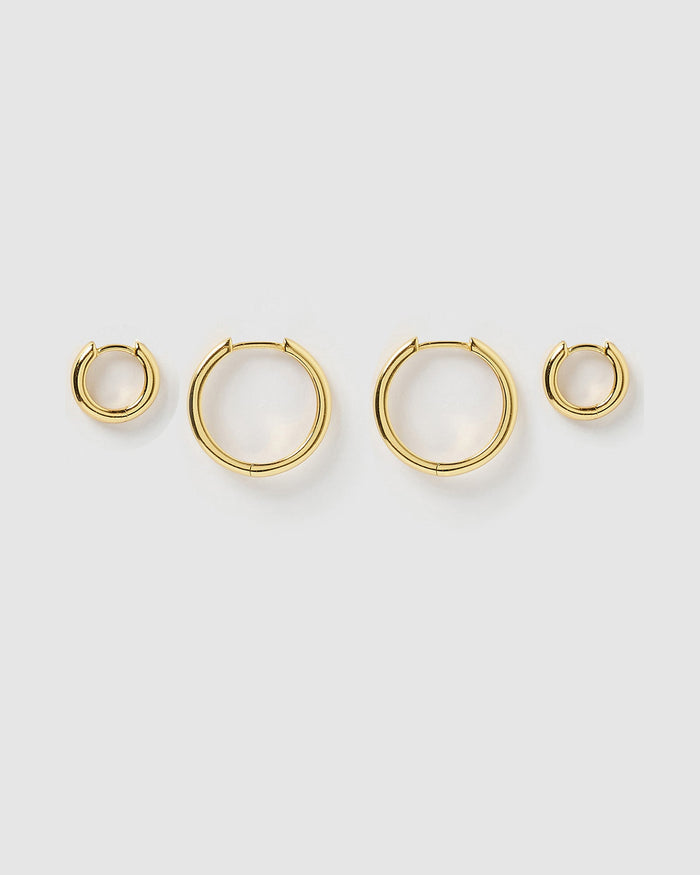 Circle Earring Stack - Gold