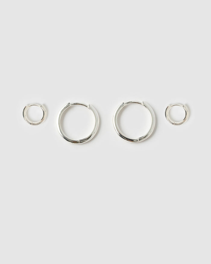 Circle Earring Stack - Silver