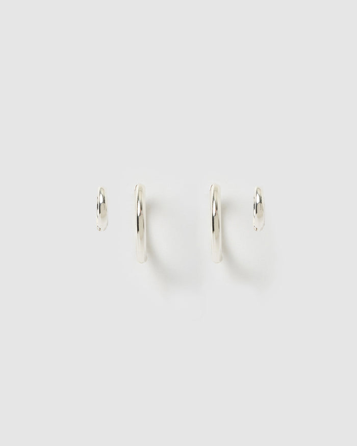 Circle Earring Stack - Silver