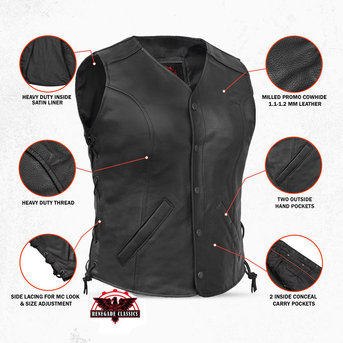 Clara Women's leather motorcycle vest