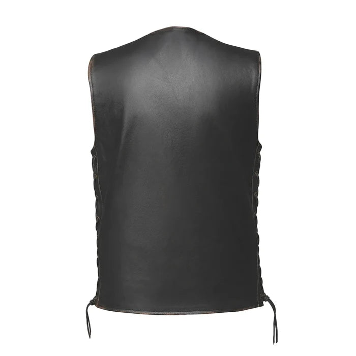 Colorado - Men's Motorcycle Leather Vest (Brown)