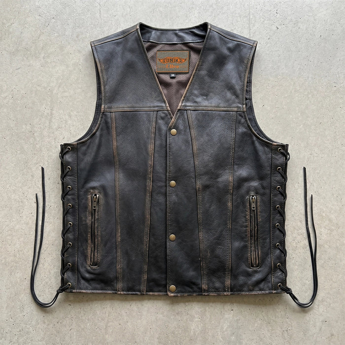 Colorado - Men's Motorcycle Leather Vest (Brown)