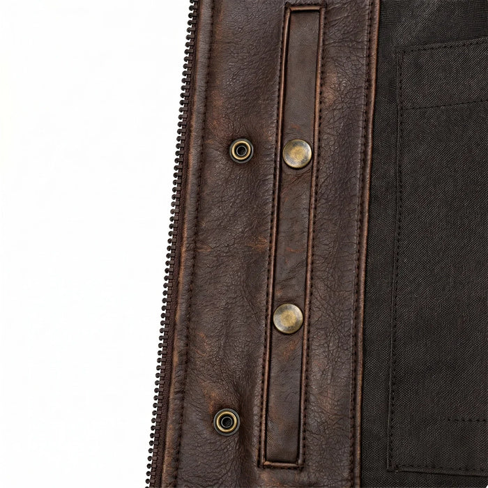 Colorado - Men's Motorcycle Leather Vest (Brown)
