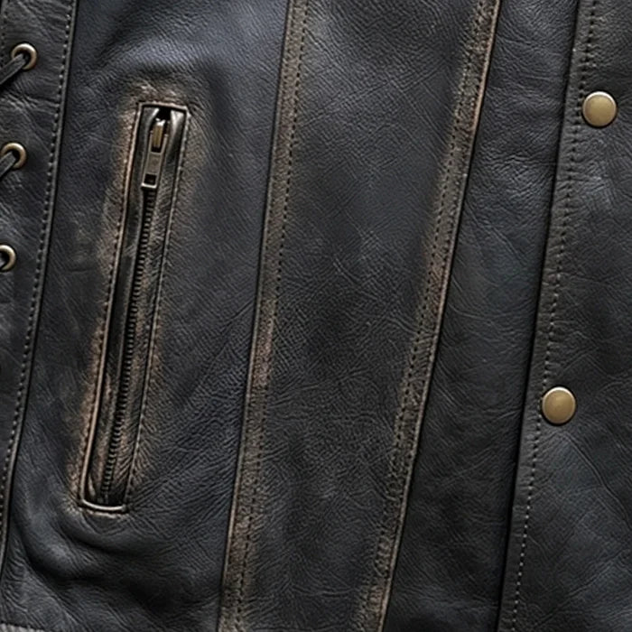 Colorado - Men's Motorcycle Leather Vest (Brown)