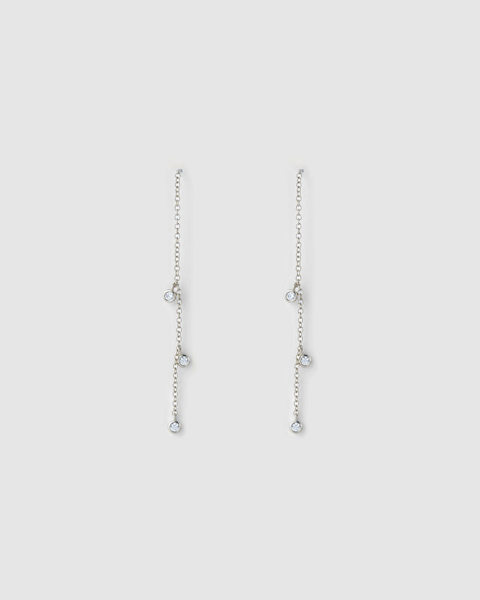Comet Threader Silver Earrings