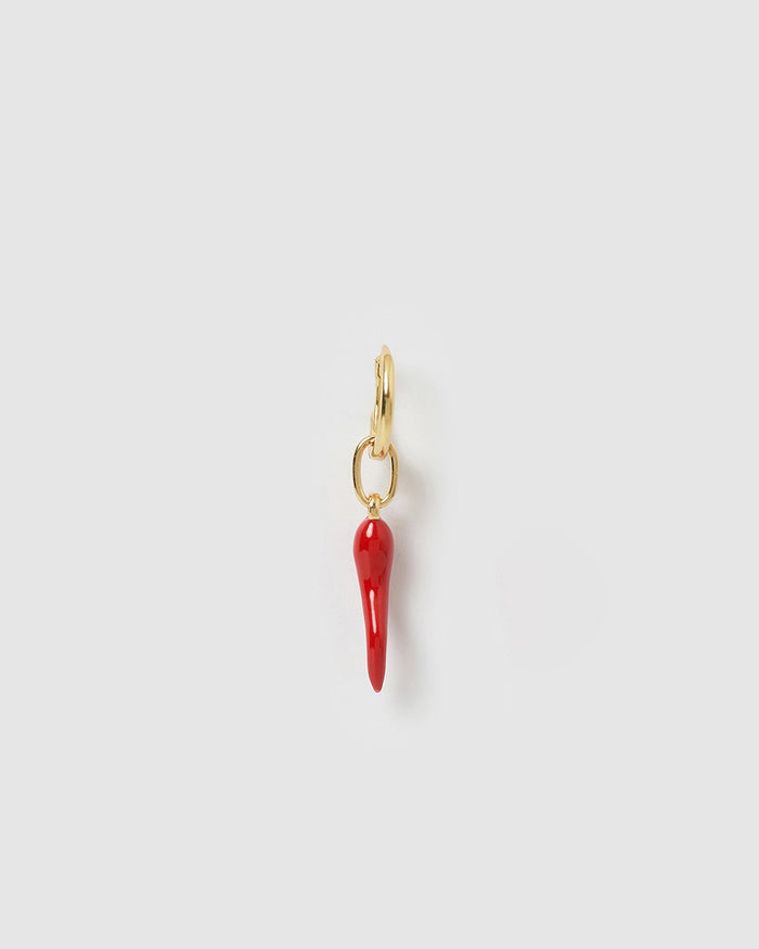 Cornicello Red Single Charm Earring