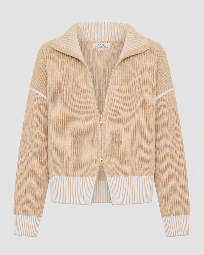 Cortina Double Zip Knit - Sand