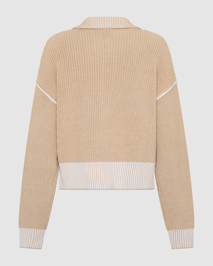 Cortina Double Zip Knit - Sand